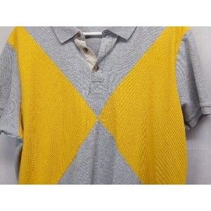 Michael Kors Mens Polo Shirt Short Sleeves Yellow/Gray Size X Large